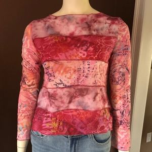 Sheer Graffiti Graphic Patterned Top